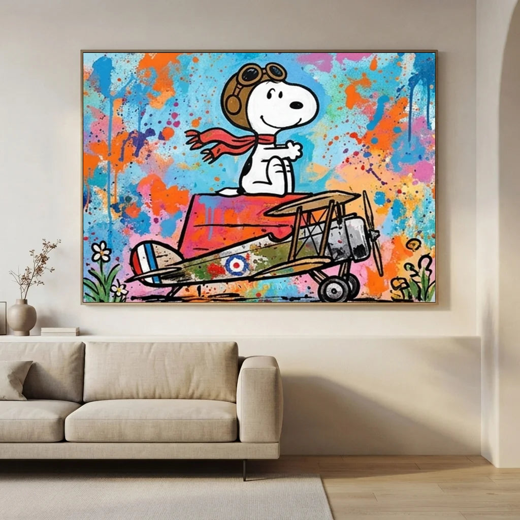 Vibrant Cartoon Wall Art - Snoopy Pilot Decor #SS 401