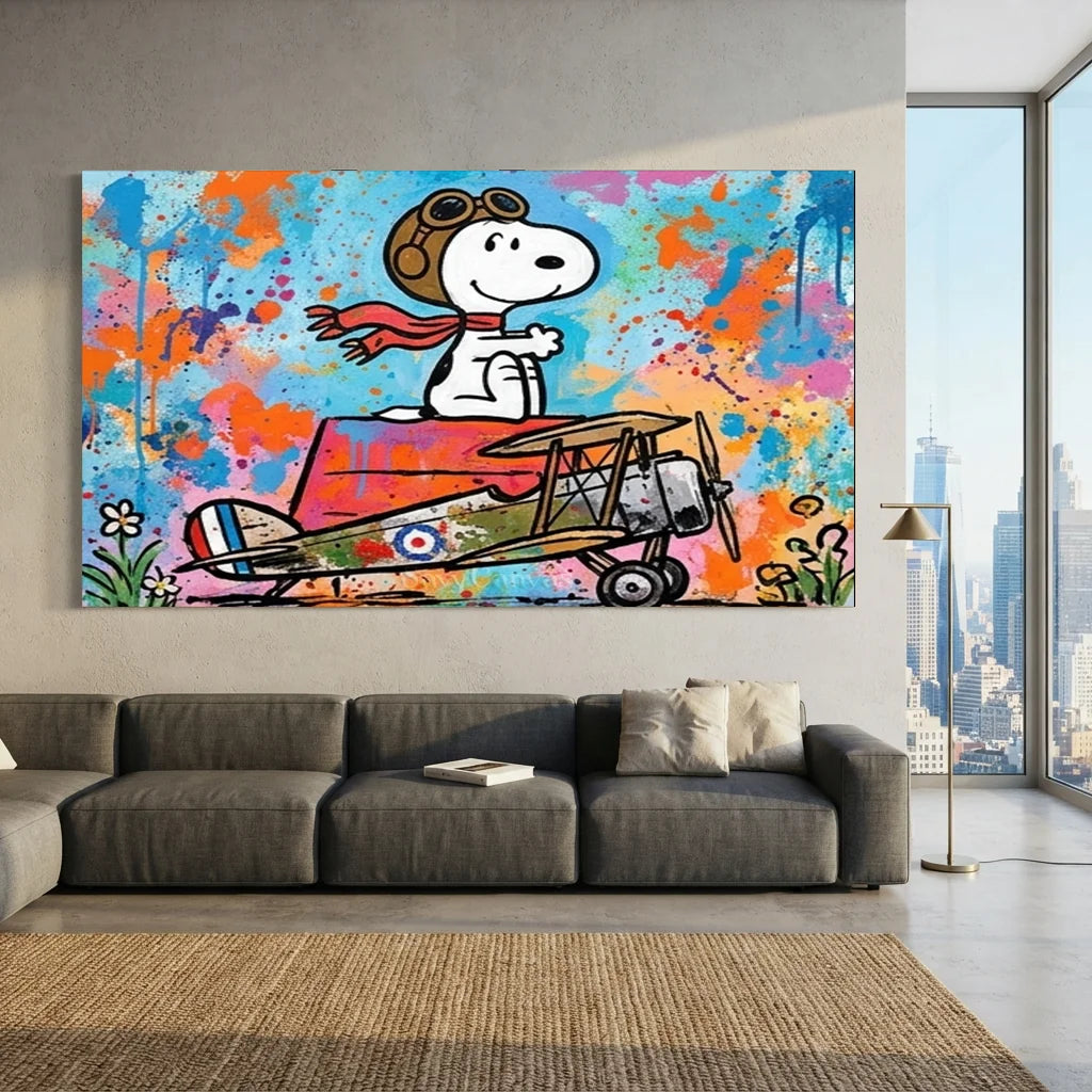 Vibrant Cartoon Wall Art - Snoopy Pilot Decor #SS 401