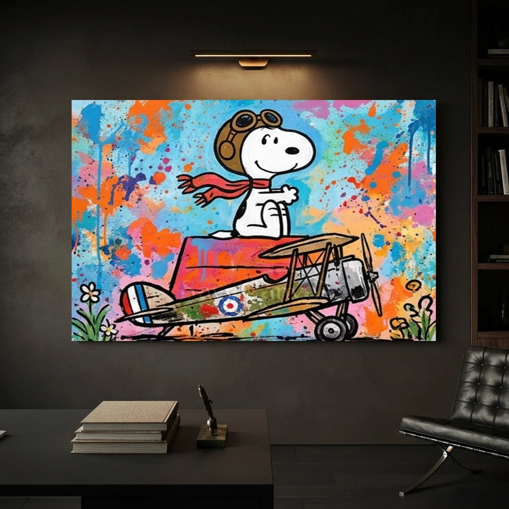 Vibrant Cartoon Wall Art - Snoopy Pilot Decor #SS 401