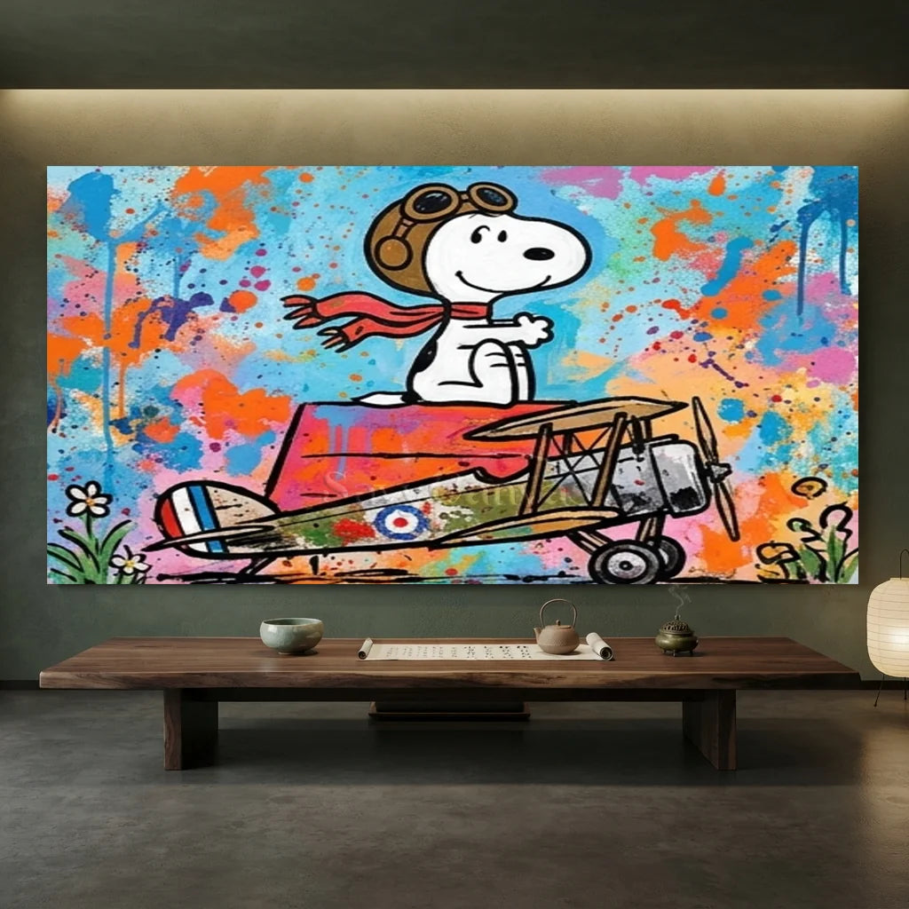 Vibrant Cartoon Wall Art - Snoopy Pilot Decor #SS 401