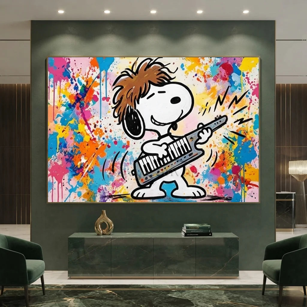Handmade Pop Art Snoopy Music Oil Painting #SS 402