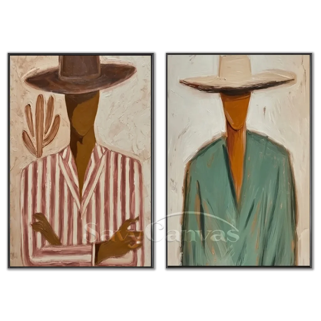 Handmade Expressionist Cowboy Portrait Painting Set #SS 348
