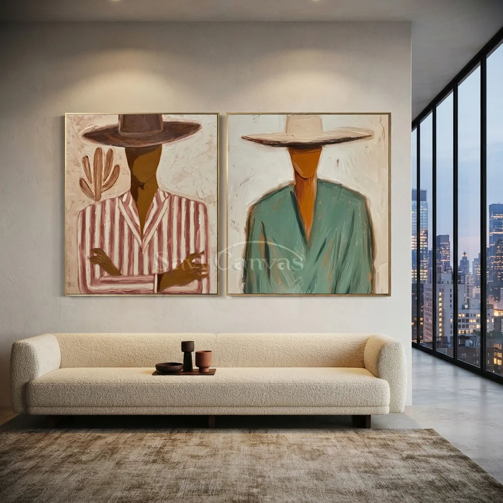 Handmade Expressionist Cowboy Portrait Painting Set #SS 348
