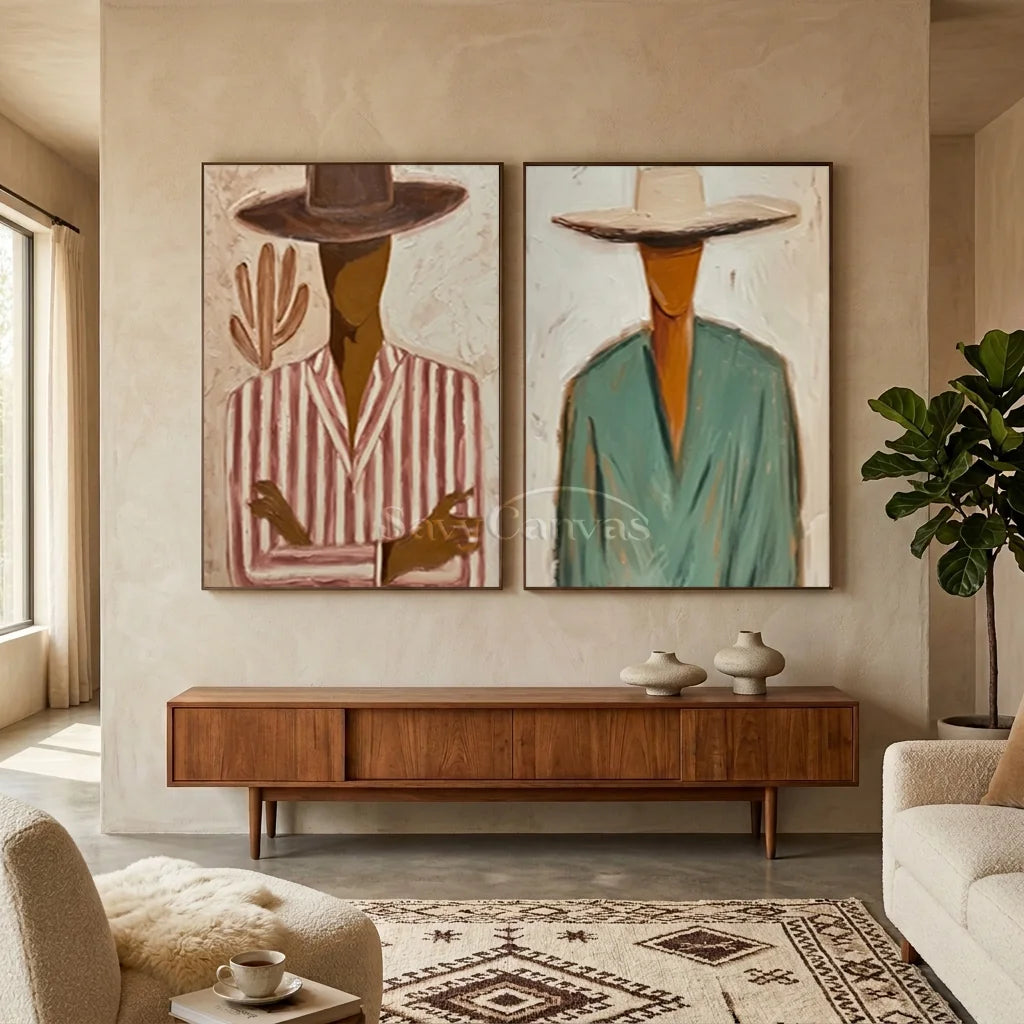 Handmade Expressionist Cowboy Portrait Painting Set #SS 348