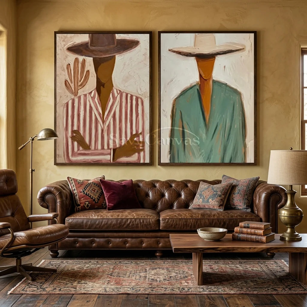 Handmade Expressionist Cowboy Portrait Painting Set #SS 348