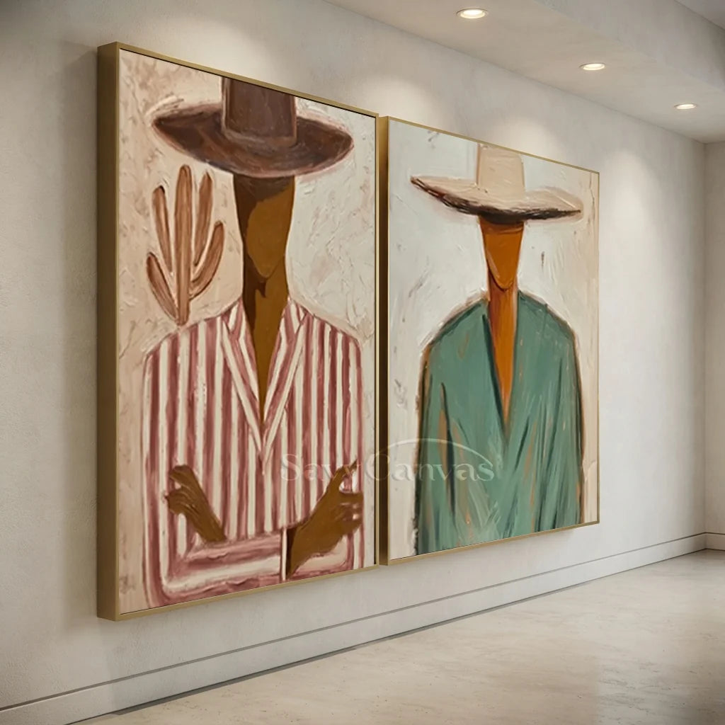 Handmade Expressionist Cowboy Portrait Painting Set #SS 348