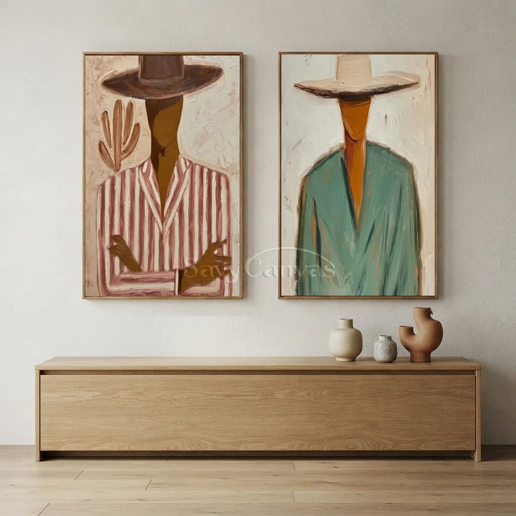 Handmade Expressionist Cowboy Portrait Painting Set #SS 348