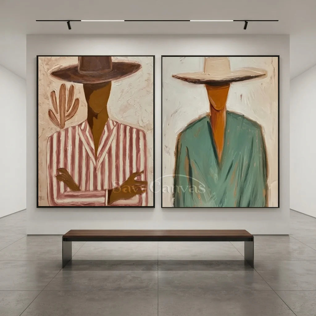 Handmade Expressionist Cowboy Portrait Painting Set #SS 348