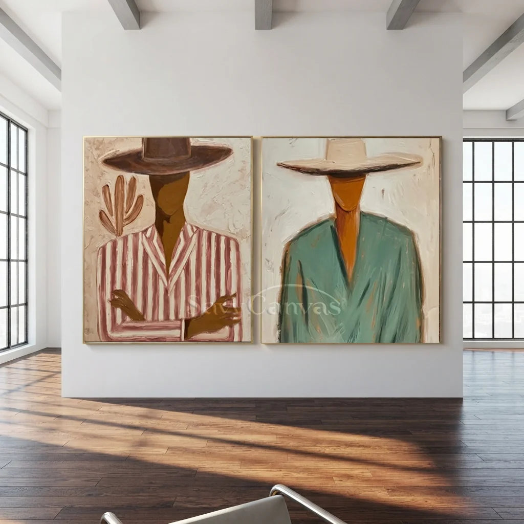 Handmade Expressionist Cowboy Portrait Painting Set #SS 348