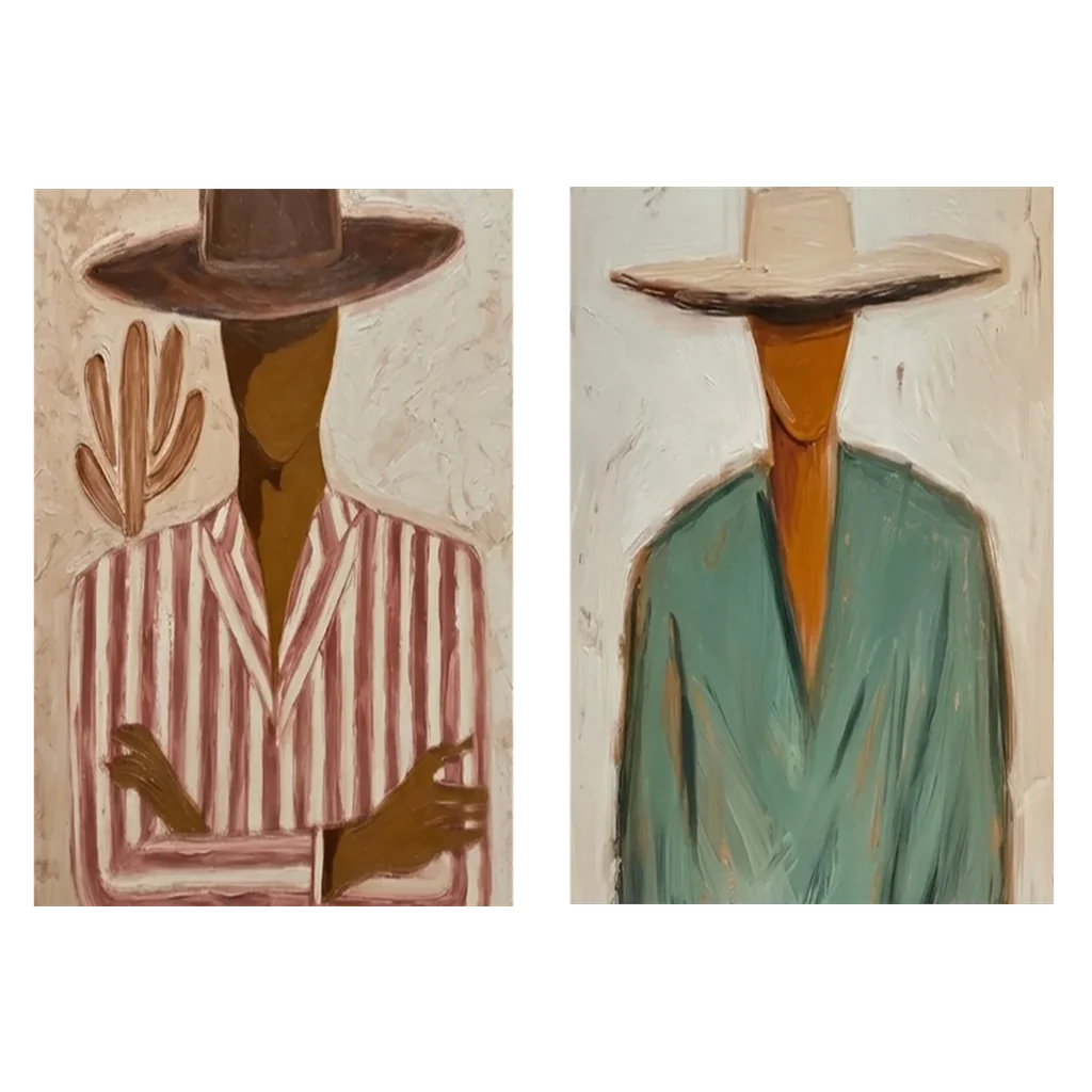 Handmade Expressionist Cowboy Portrait Painting Set #SS 348