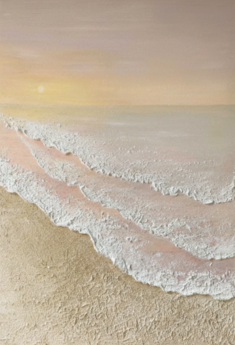 3D Textured Beach Canvas Art - Minimalist Ocean Wave Wall Decor #CC 005