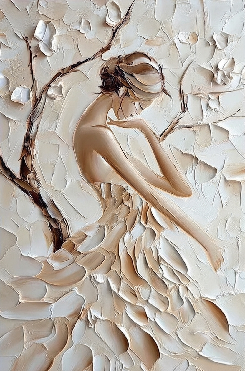 3D Textured Female Portrait - Modern Art Decor #TB 008