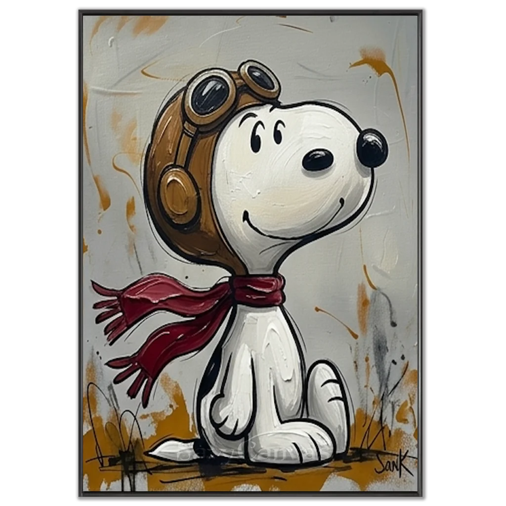Pop Art Snoopy Oil Painting, Aviator Cartoon Wall Art #SS 375