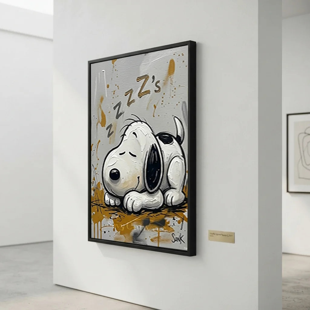 Pop Art Snoopy Oil Painting, Sleeping Cartoon Wall Art #SS 376