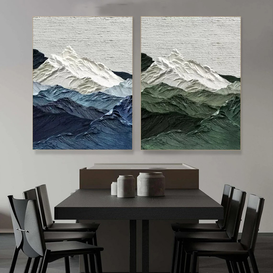 Abstract Mountain Range Canvas Painting – Set of 2 | #TC 080