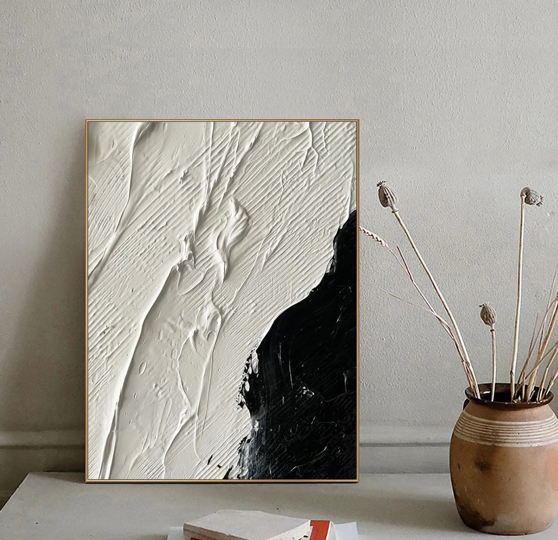 Monochrome Abstract Canvas Art | Large Texture Wall Decor #TC 071