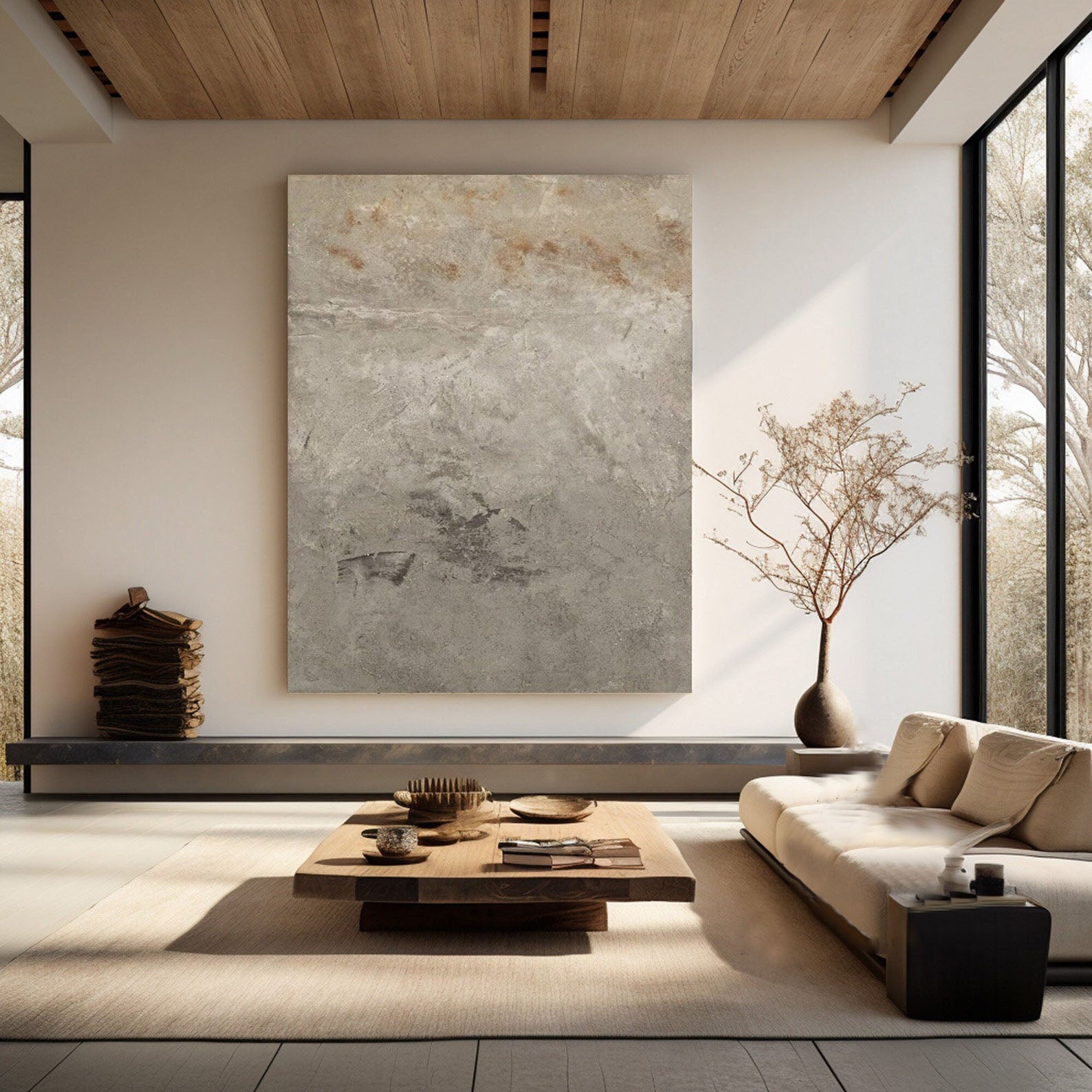Gray Textured Abstract Art - Modern Minimalist Style #TB 005