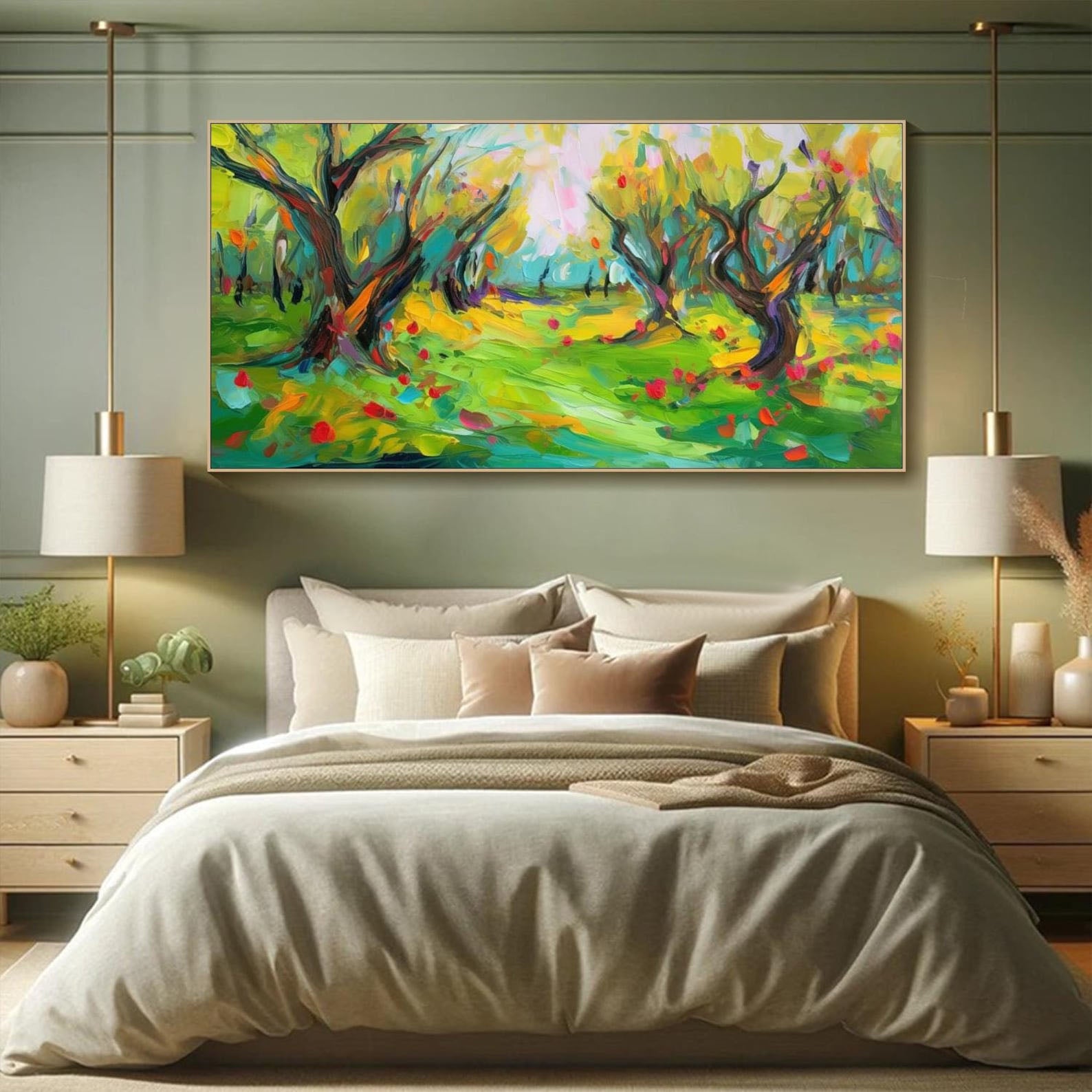 Vibrant Color Abstract Landscape Oil Painting, Modern Art Wall Decor #TB 043