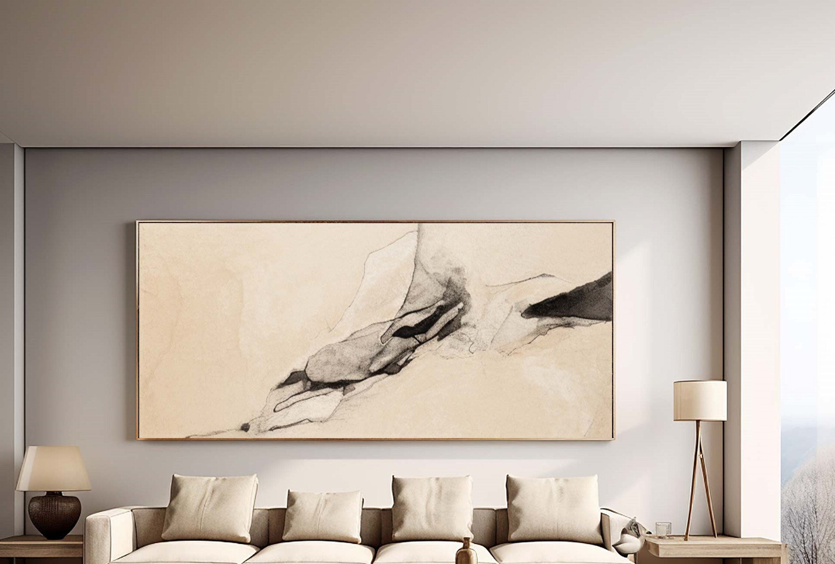 Abstract Art Drawing - Ink Lines - Modern Rock Decor #TB 024