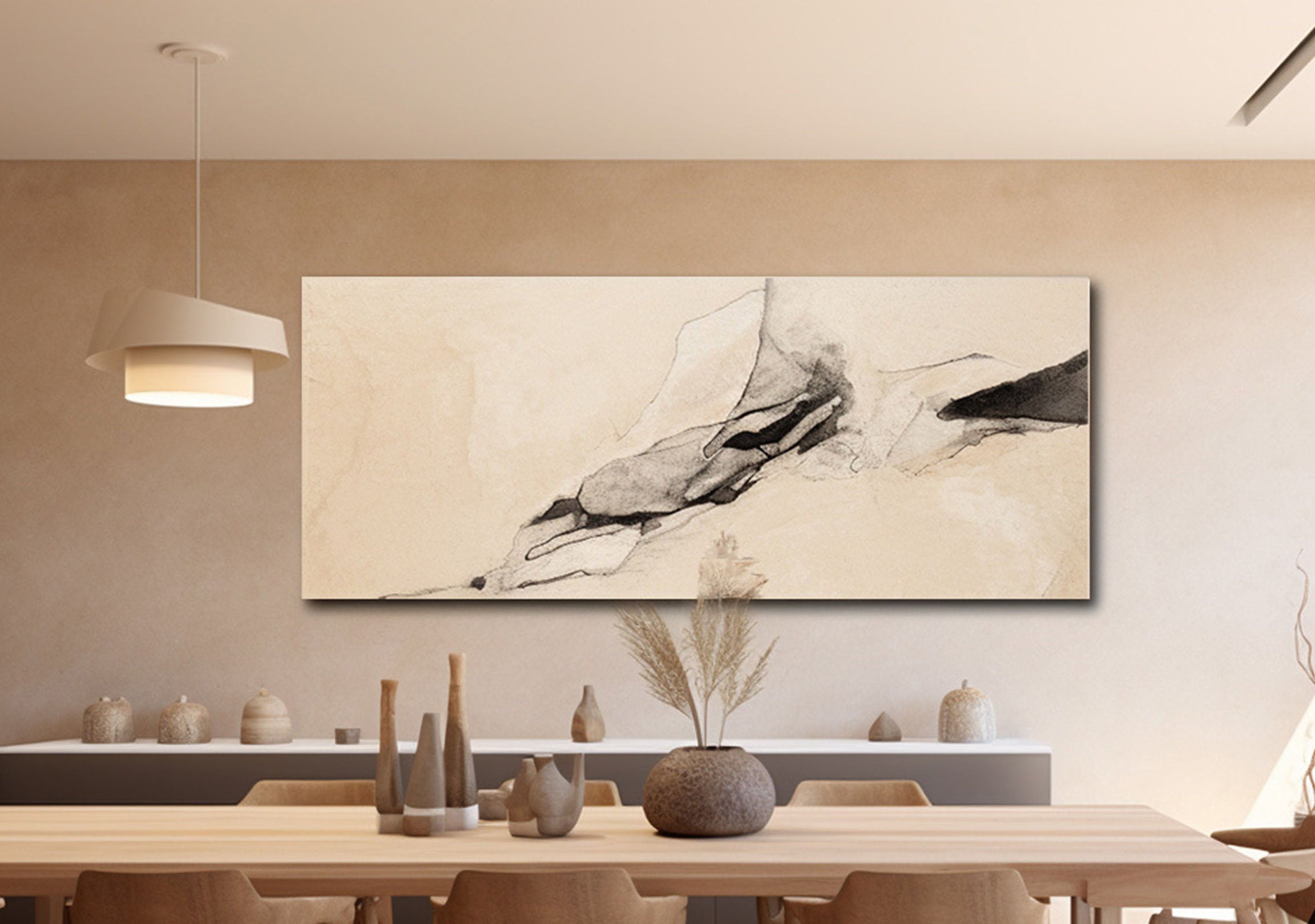 Abstract Art Drawing - Ink Lines - Modern Rock Decor #TB 024