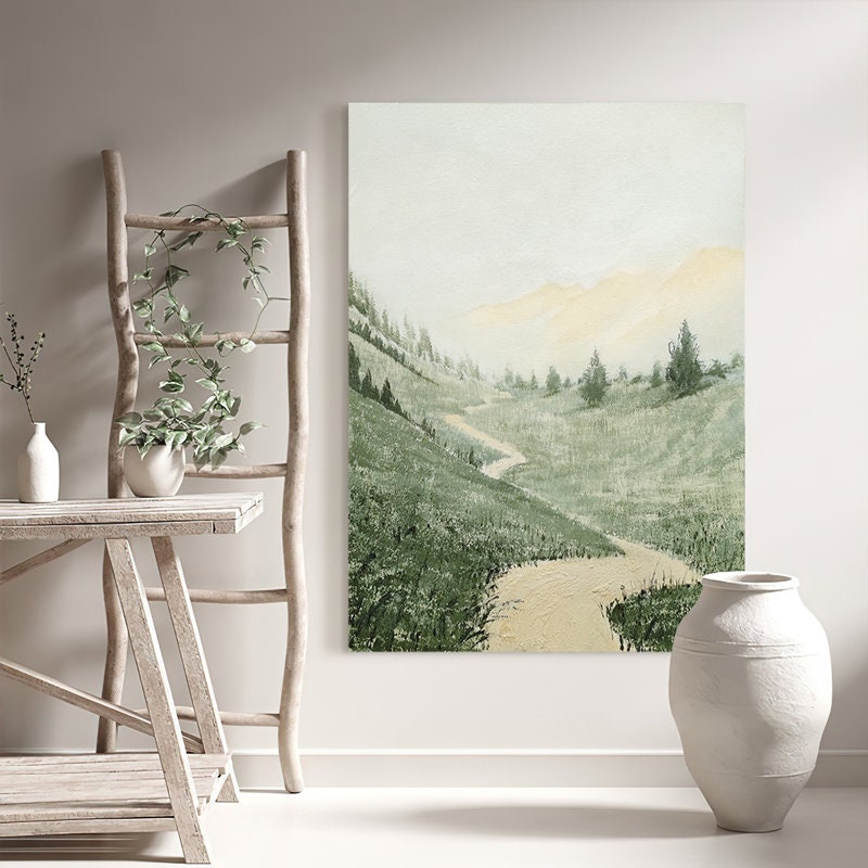 Tranquil Landscape Triptych | Handcrafted Mountain Oil Paintings #ZZ 0