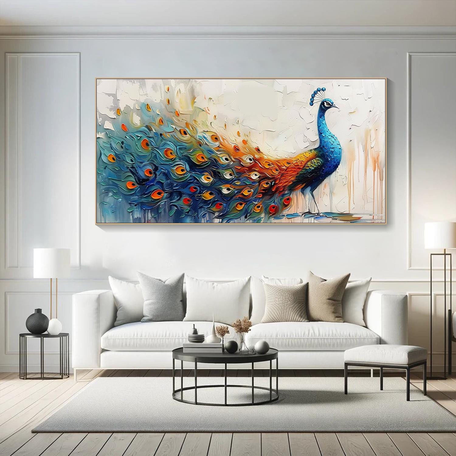 Abstract Style Peacock Wall Art with Rich Colors #TC 003