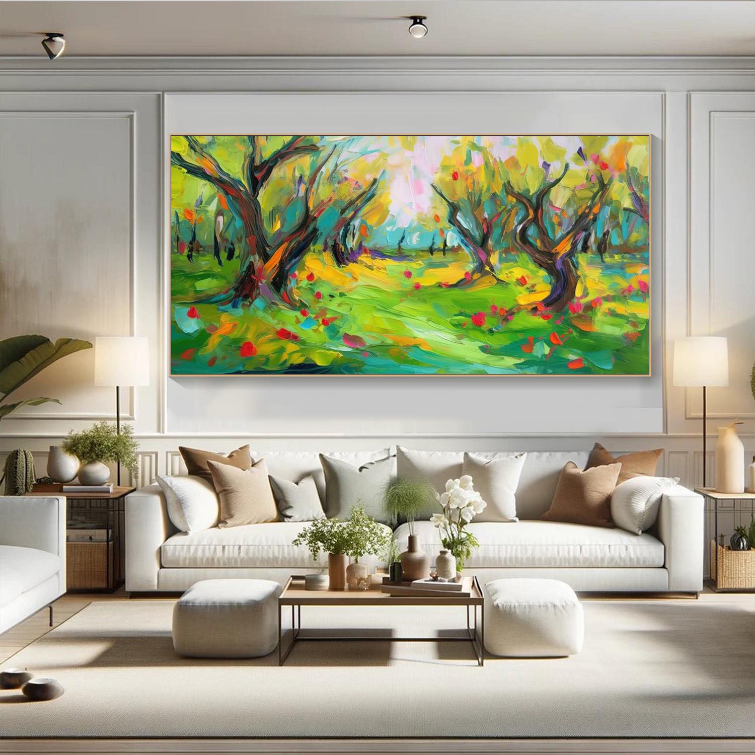 Vibrant Color Abstract Landscape Oil Painting, Modern Art Wall Decor #TB 043