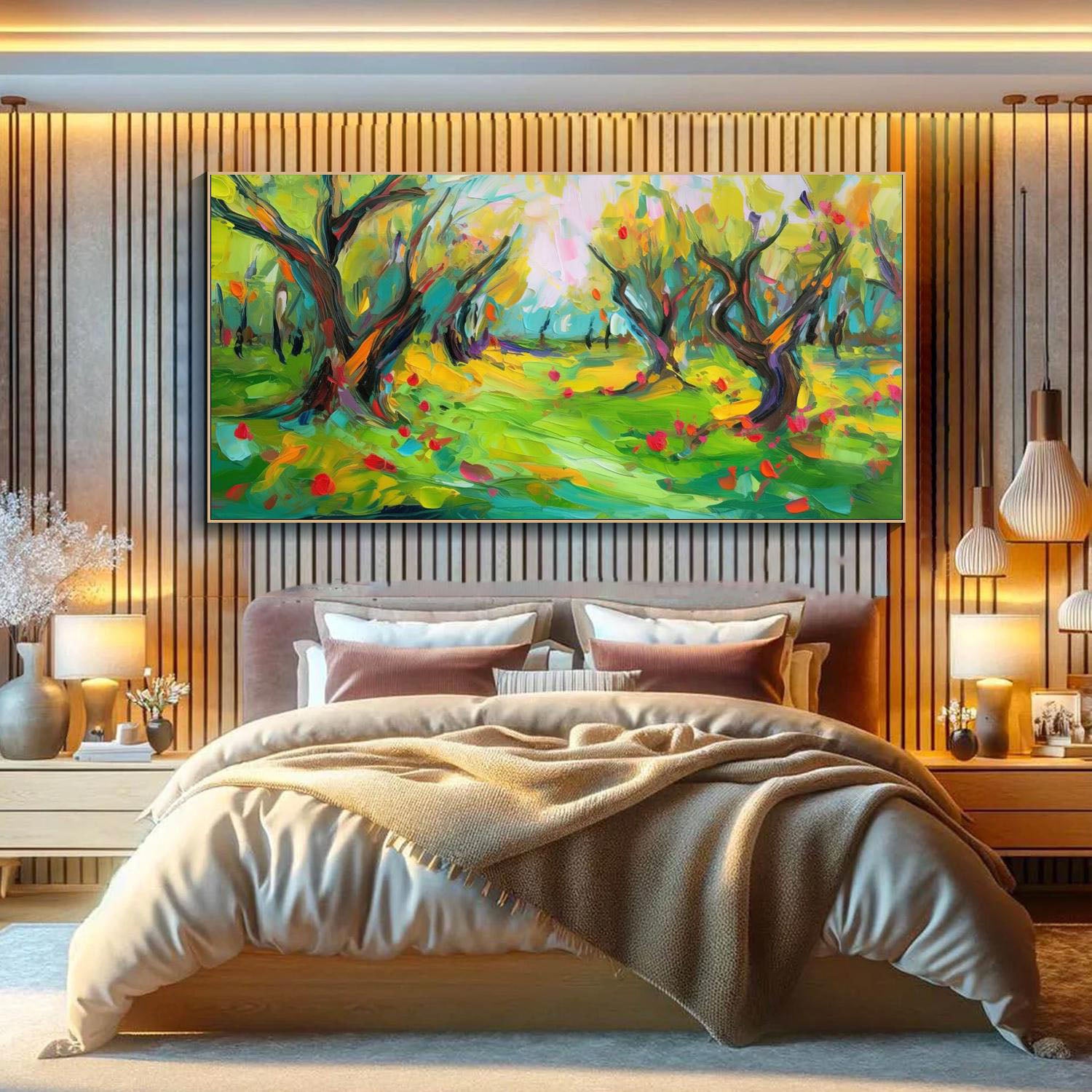 Vibrant Color Abstract Landscape Oil Painting, Modern Art Wall Decor #TB 043