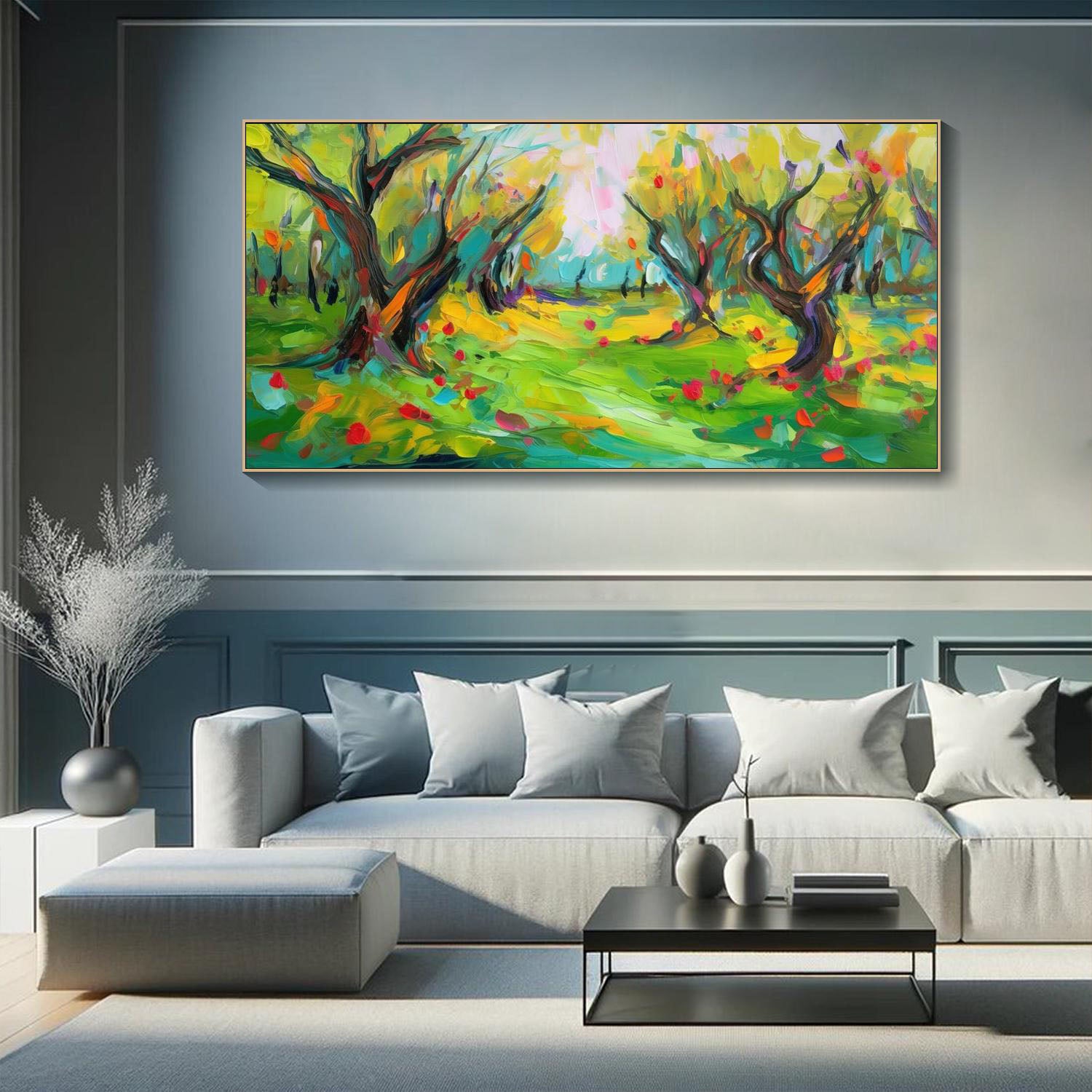 Vibrant Color Abstract Landscape Oil Painting, Modern Art Wall Decor #TB 043
