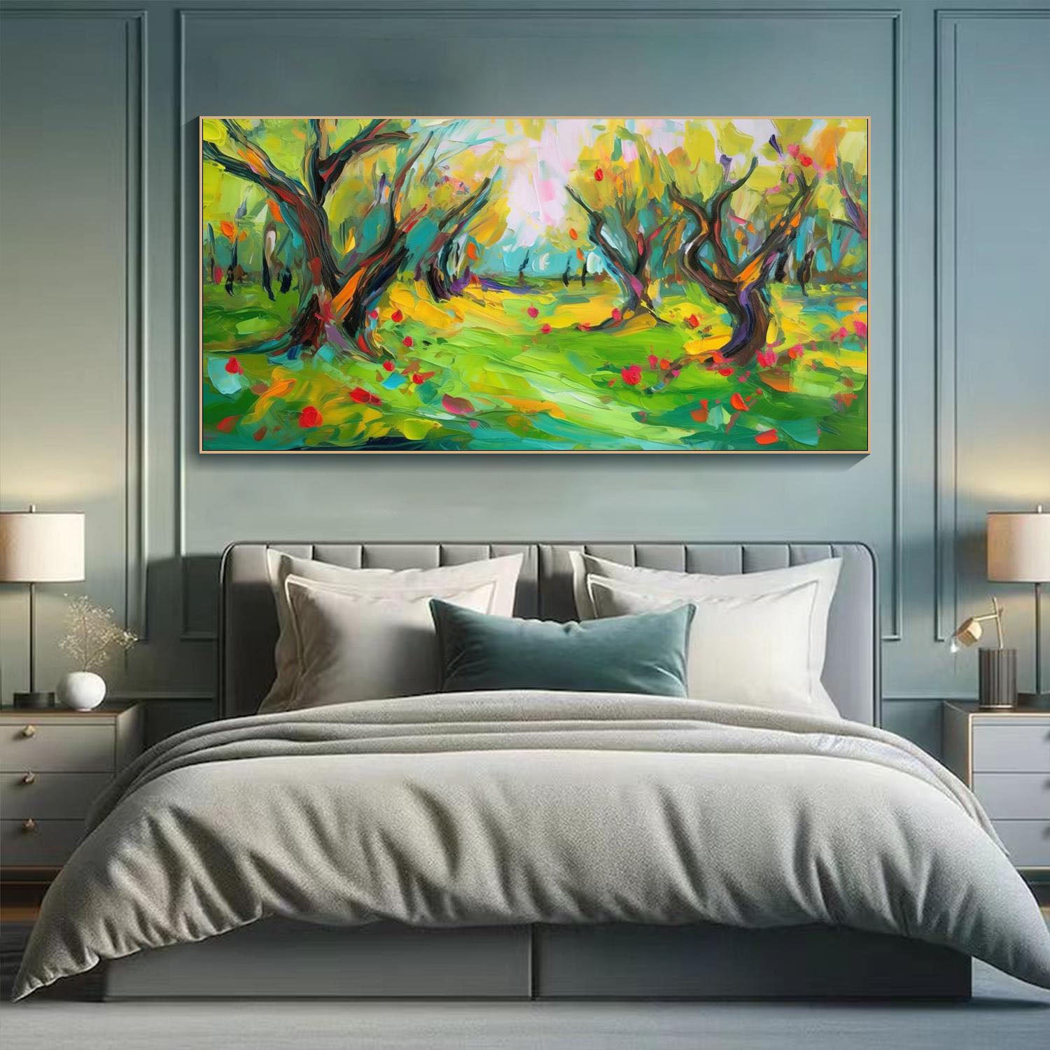 Vibrant Color Abstract Landscape Oil Painting, Modern Art Wall Decor #TB 043