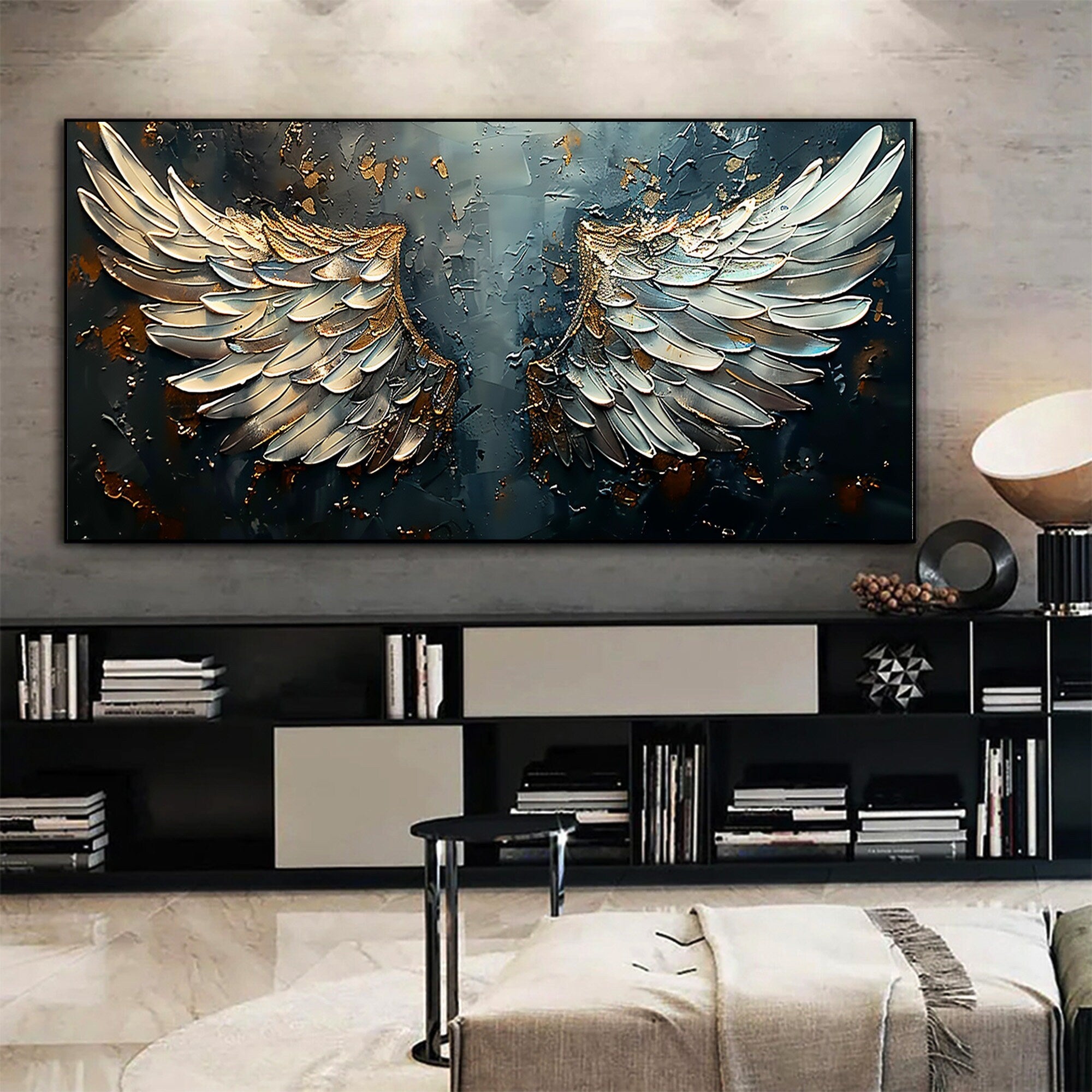 Large Abstract Angel Wings Art | Textured Painting Wall Decor #ZZ 172