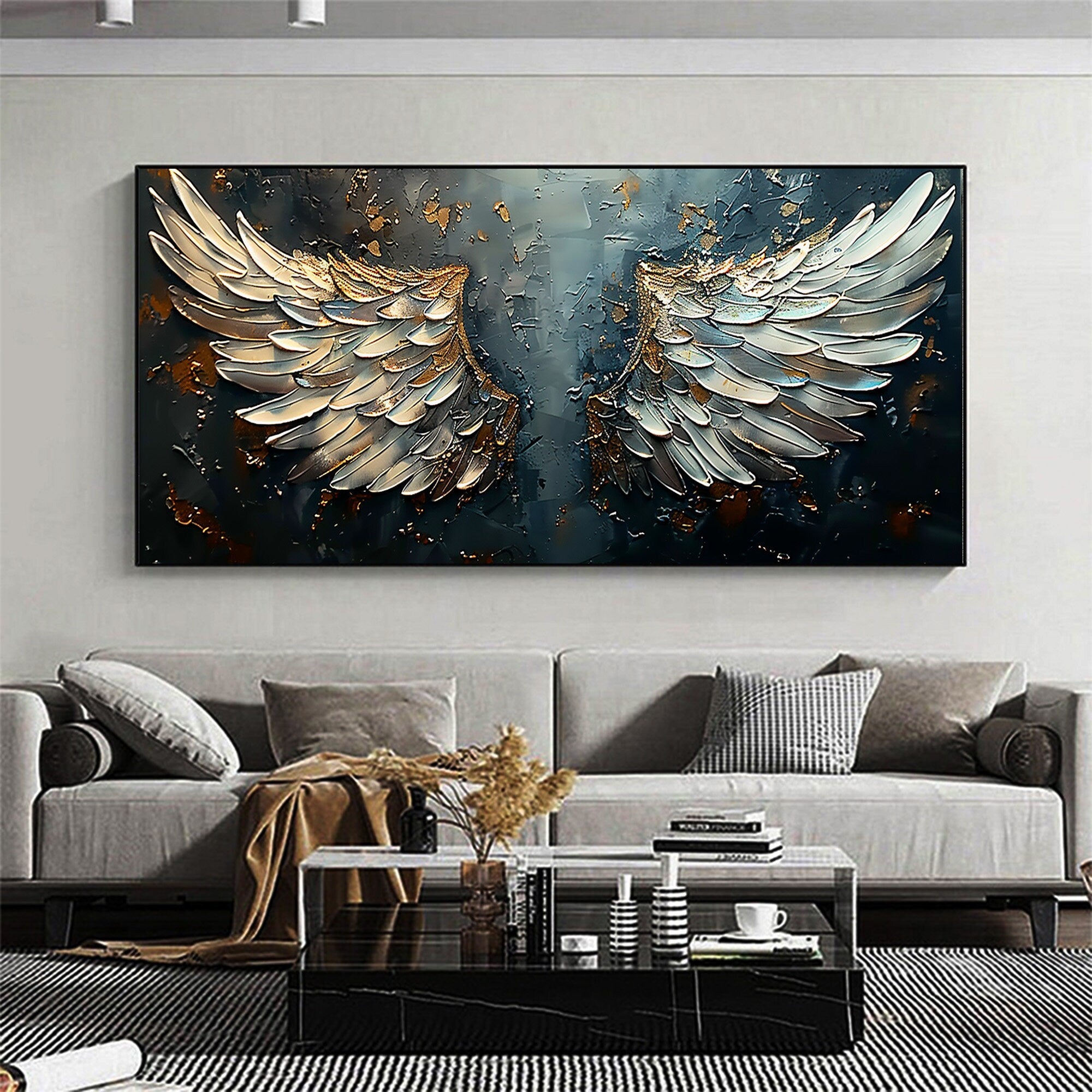 Large Abstract Angel Wings Art | Textured Painting Wall Decor #ZZ 172
