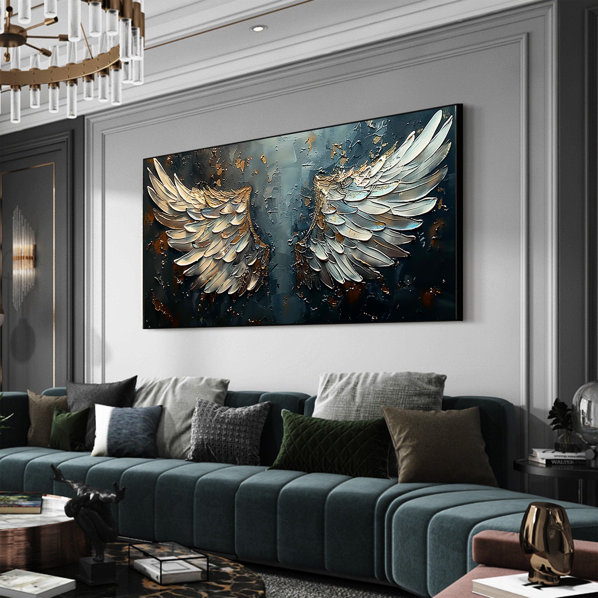 Large Abstract Angel Wings Art | Textured Painting Wall Decor #ZZ 172