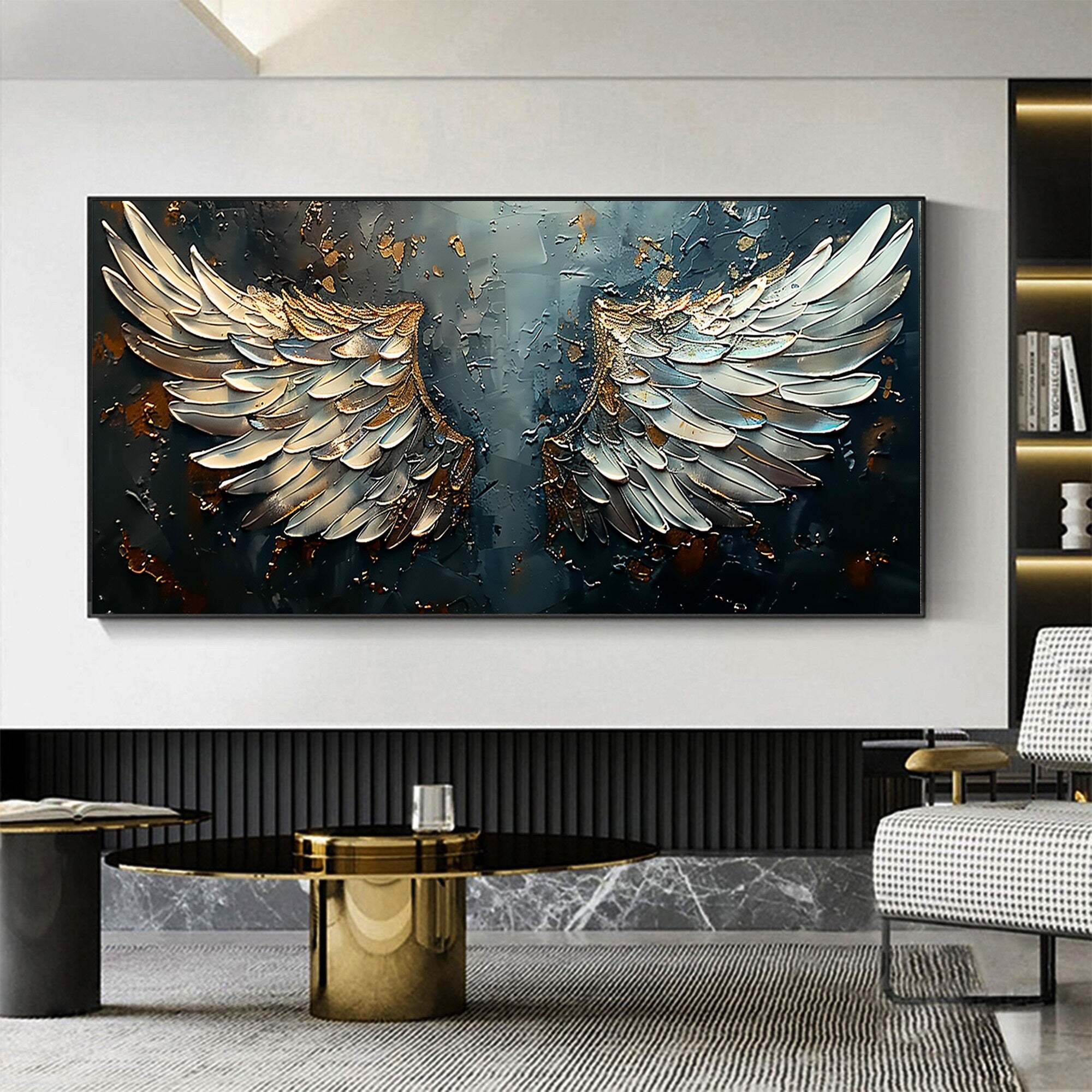 Large Abstract Angel Wings Art | Textured Painting Wall Decor #ZZ 172