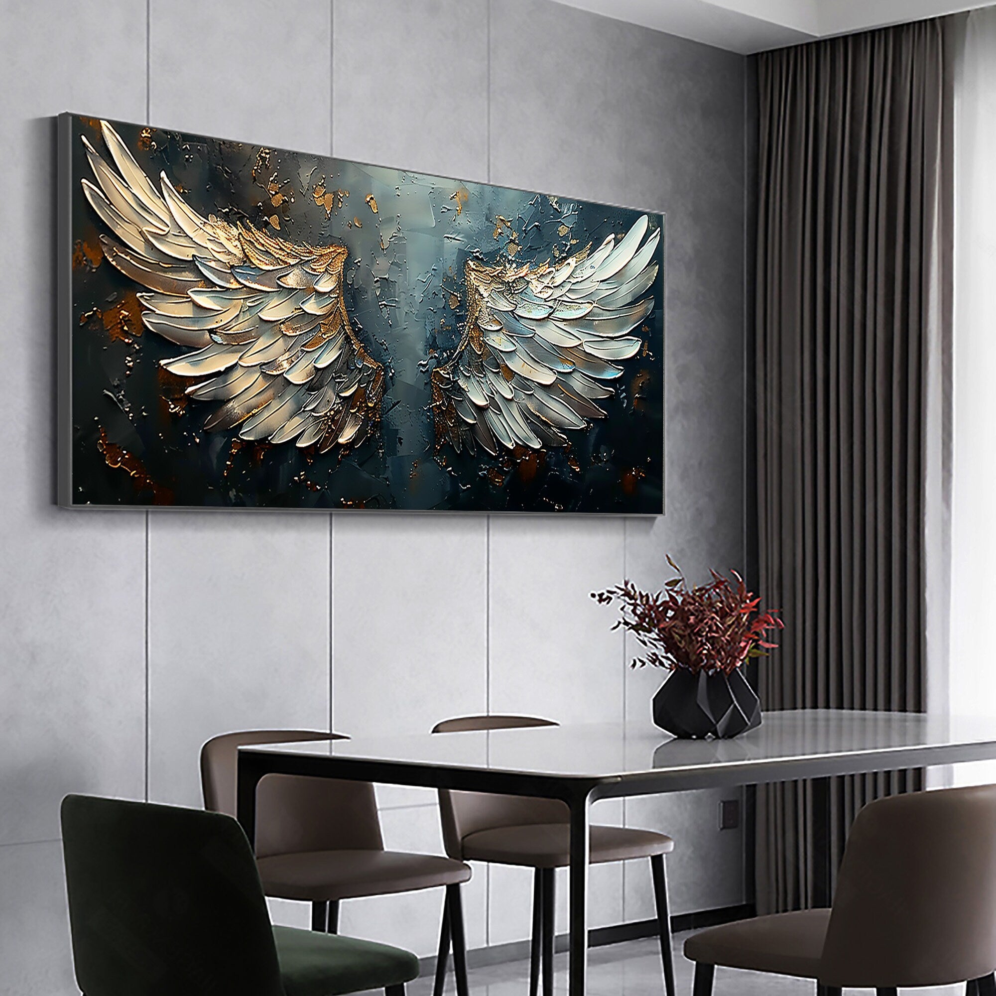 Large Abstract Angel Wings Art | Textured Painting Wall Decor #ZZ 172