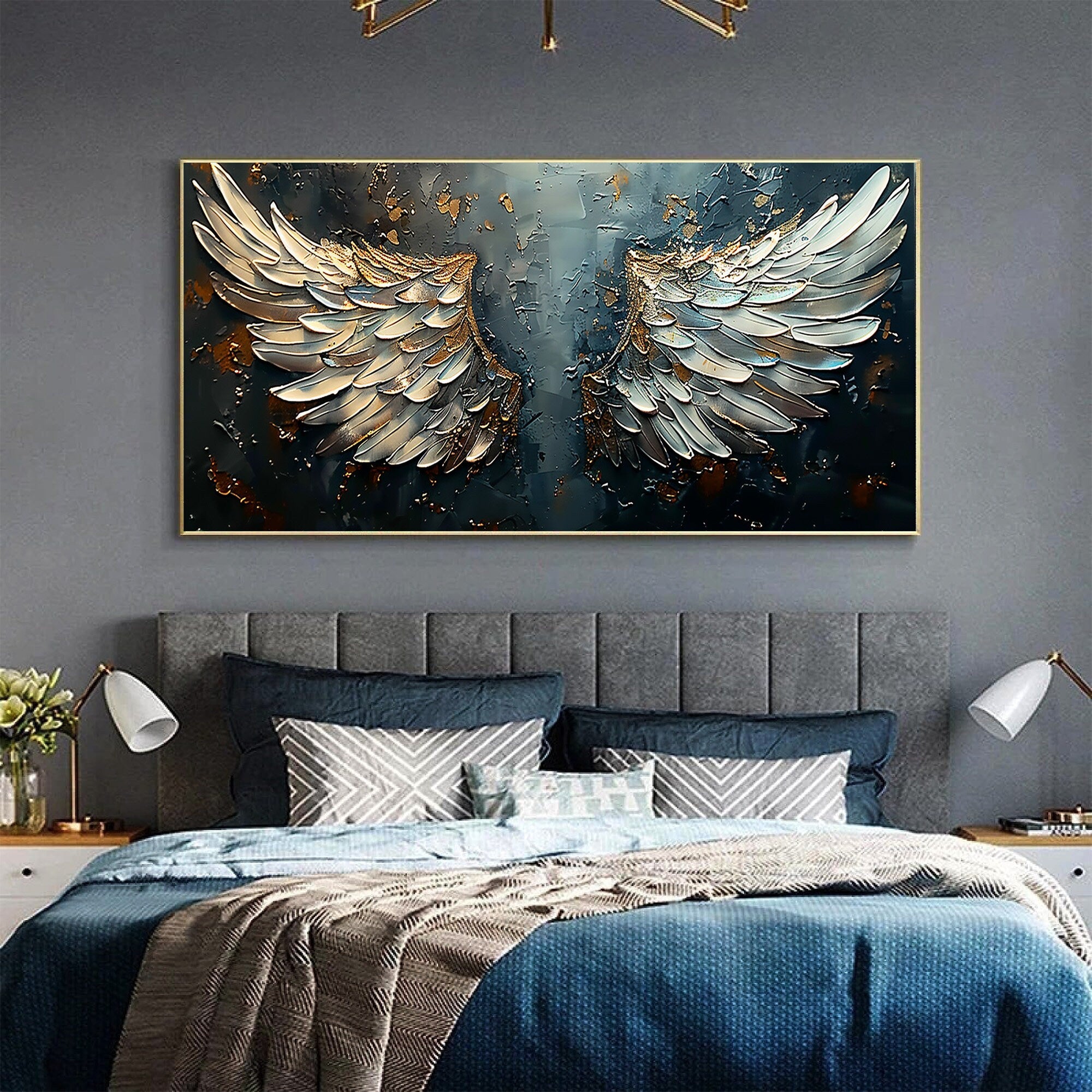 Large Abstract Angel Wings Art | Textured Painting Wall Decor #ZZ 172