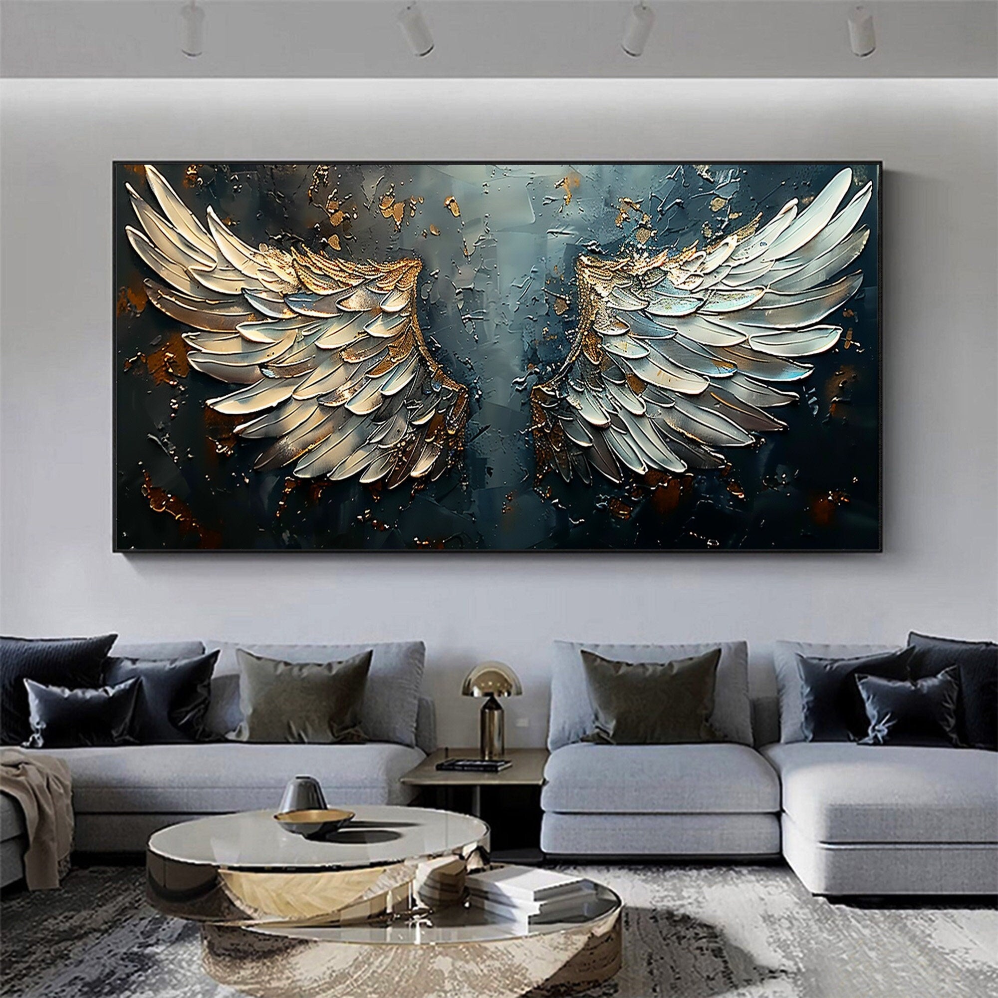Large Abstract Angel Wings Art | Textured Painting Wall Decor #ZZ 172