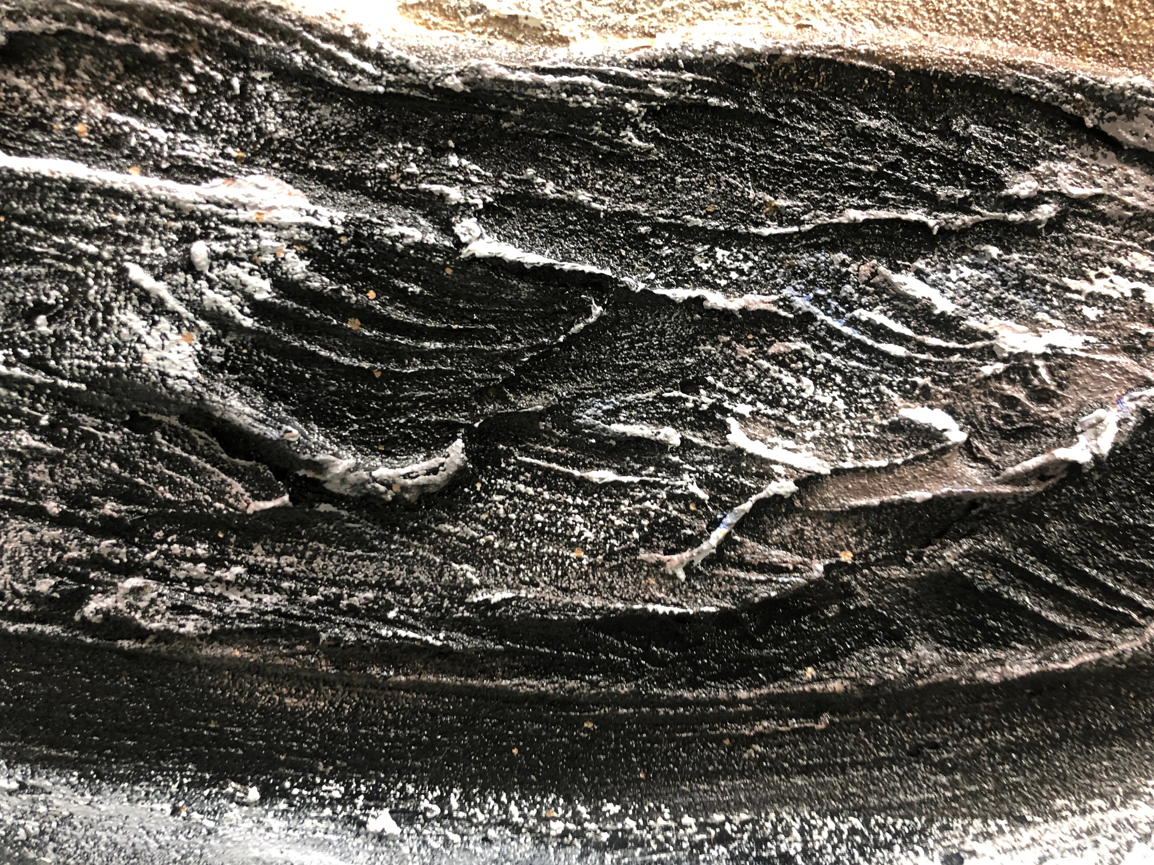 Oversize Black Gold White Textured Abstract Oil Painting - Modern Art #JJ 176