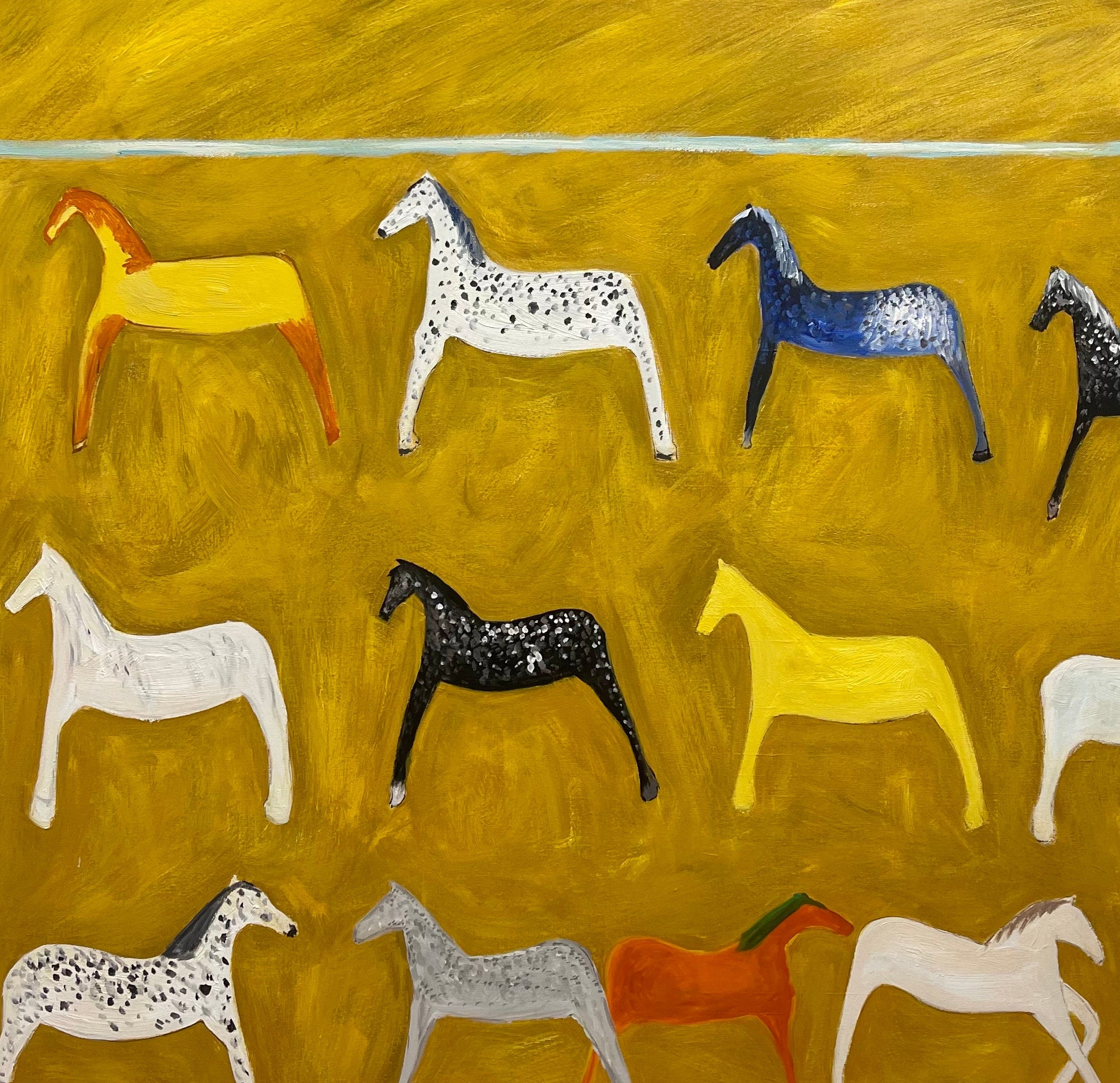Abstract Horse Wall Art - Colorful Horse Painting on Canvas #JJ 426