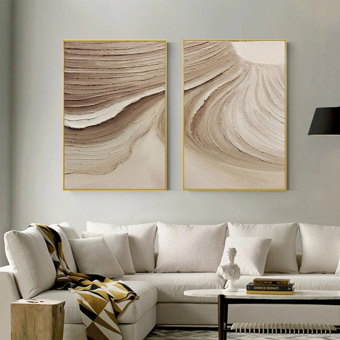 Modern Wall Art - Textured Beige Abstract Painting Set | #TC 051