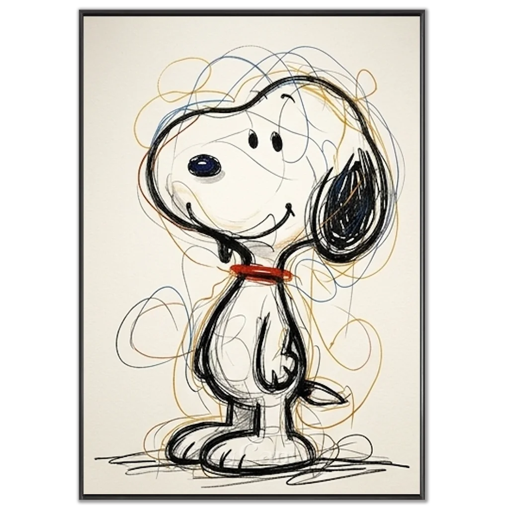 Snoopy Oil Painting | Line Art Cartoon Canvas #SS 381