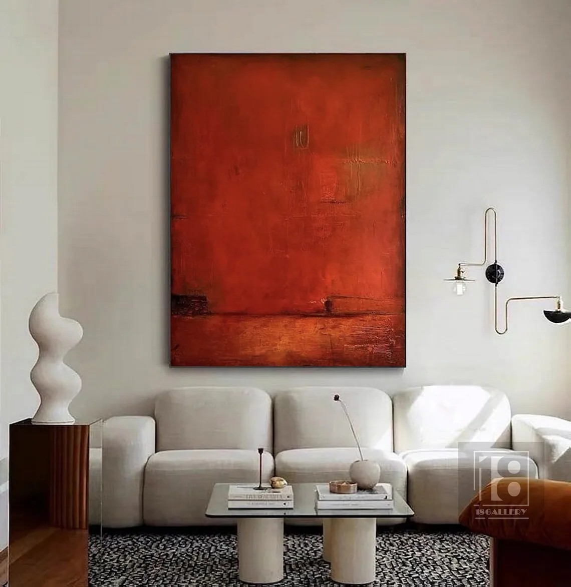 Unique Deep Red Textured Abstract - Minimalist Gift