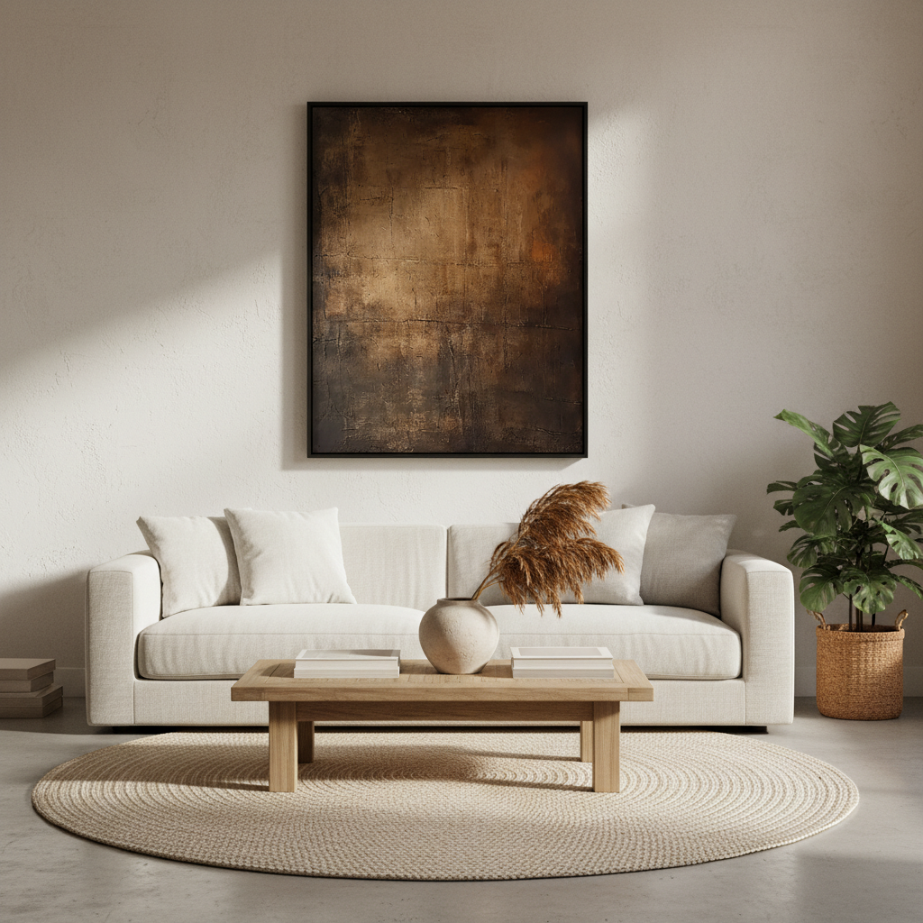 Earth Tone Abstract Canvas Art | Minimalist Brown Wall Decor #ZZ 268