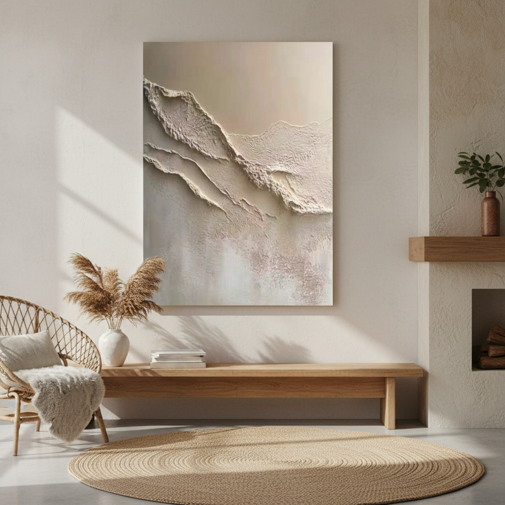 Organic Wabi-Sabi Wall Decor | Textured Neutral Abstract in Sand and Cream #ZZ 271