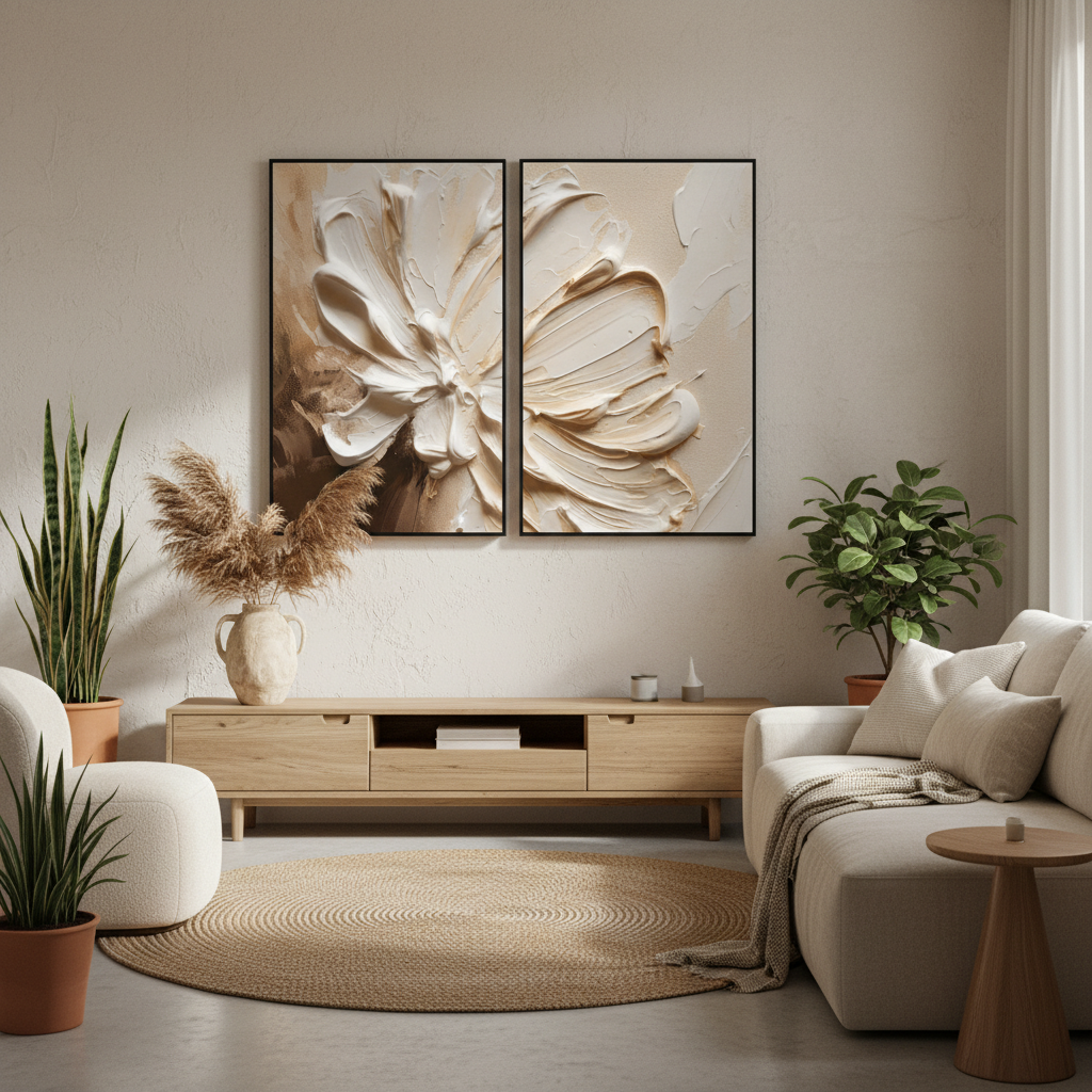 Large Textured Abstract Flower Oil Painting | Hand-Painted Canvas #ZZ 269