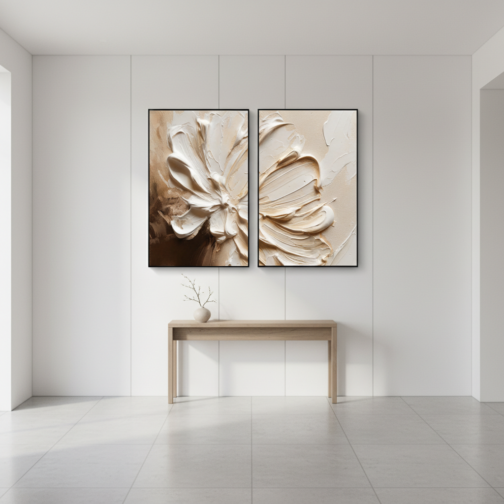 Large Textured Abstract Flower Oil Painting | Hand-Painted Canvas #ZZ 269