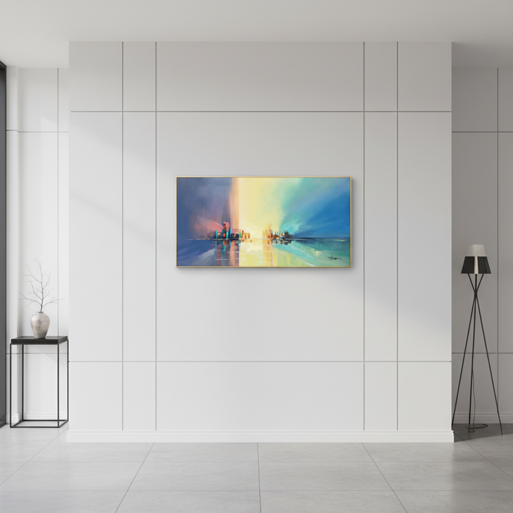 Colorful Urban Horizon Wall Art  | Abstract City Skyline Canvas Art #CC 004