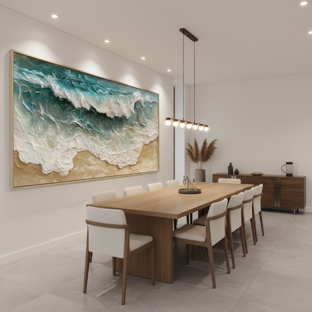 3D Ocean Wave Canvas Wall Art | Coastal Beach Scene Oil Painting #CC 003