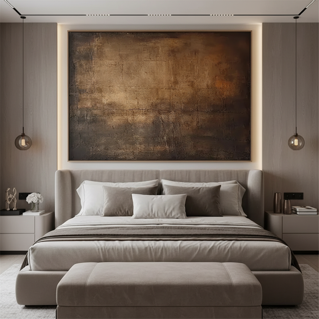 Earth Tone Abstract Canvas Art | Minimalist Brown Wall Decor