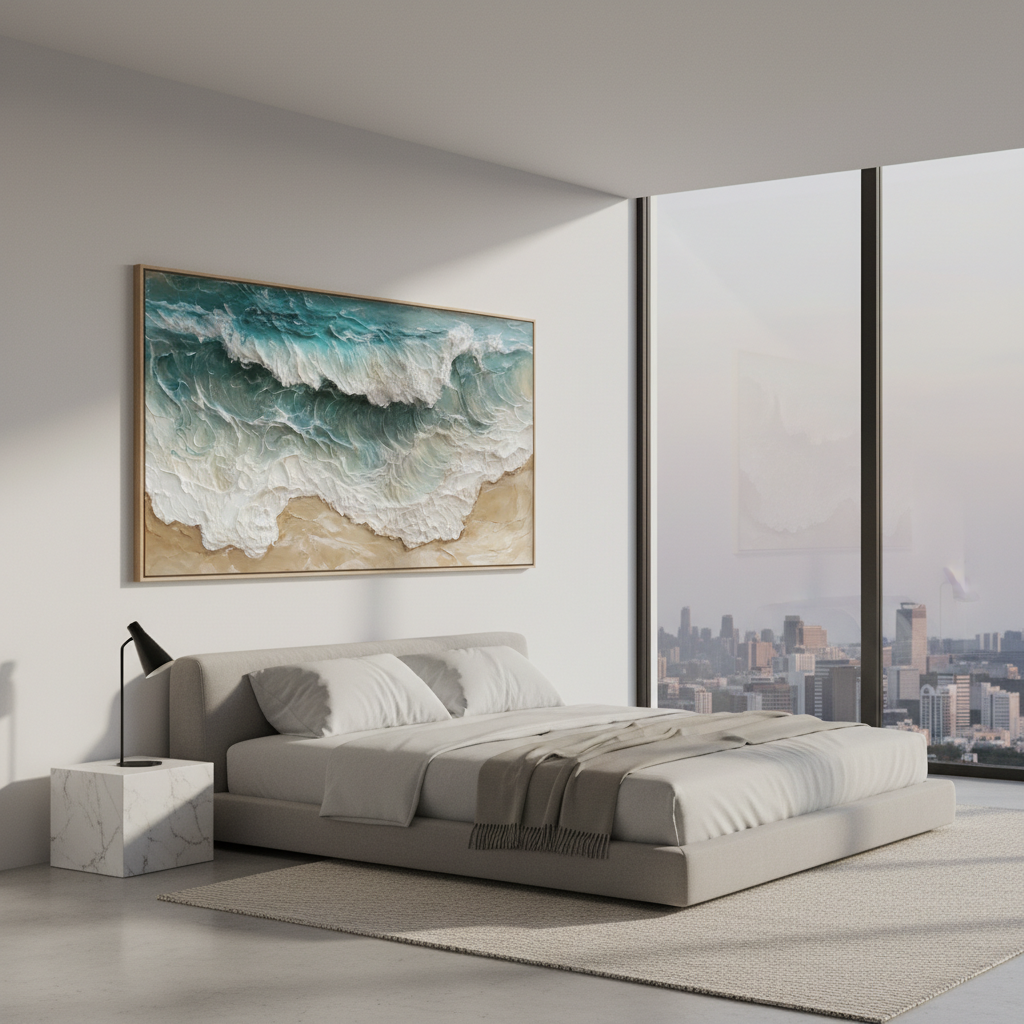 3D Ocean Wave Canvas Wall Art | Coastal Beach Scene Oil Painting #CC 003
